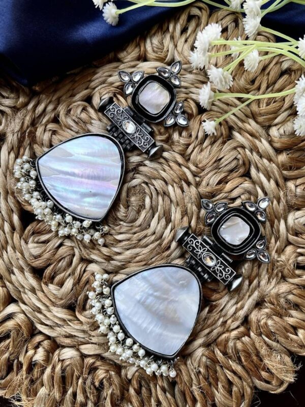 Marble silver earings